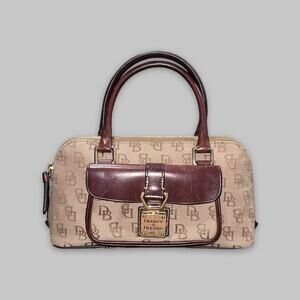 Vintage Dooney & Bourke Small Brown Monogram Satchel Handbag